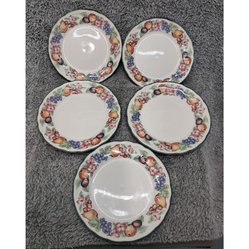 Vtg Set Of 5 Noritake Epoch Collection Market Day Salad Dessert Plates Fruit